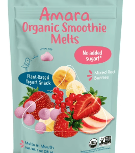 Amara Organic Smoothie Melts, Mixed Red Berries, No Added Sugar, Baby Food Stage 3, 1 oz Bag