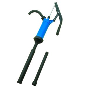 JAANHUEI P490 Plastic Lever Acting Drum Barrel Pump PP Manual Drum Barrel Pump Patented in USA Blue 53.5 inches (136 cm) PP Spout 11.8 oz. (350 cc) Per Stroke for 5;  15;  30;  55 gal