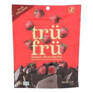 Tru Fru Real Strawberries In Dark Chocolate Freeze-dried Fruit - Case Of 6 - 4.2 Oz