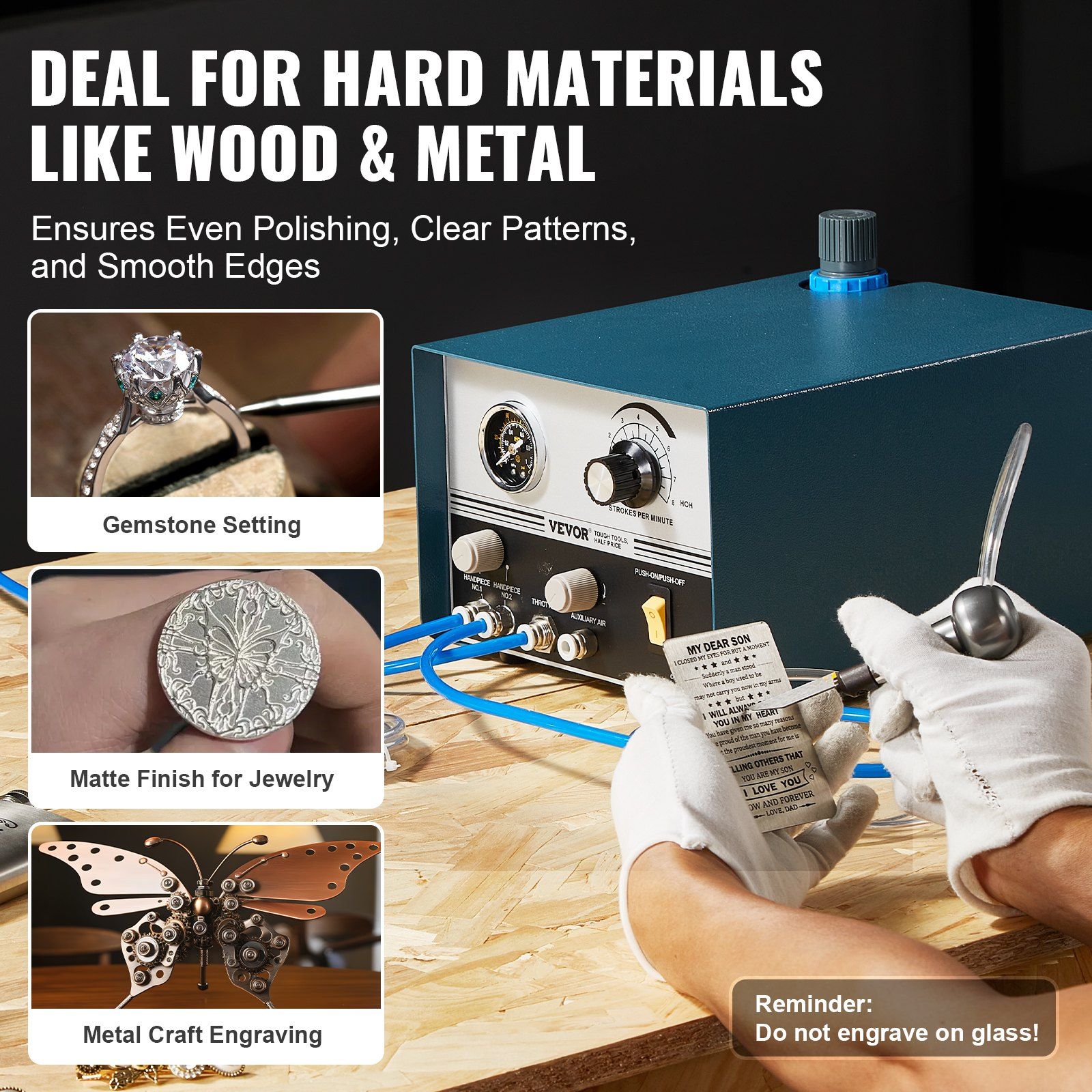 VEVOR Pneumatic Engraver 1200-6000 RPM Dual Ended Pneumatic Engraving Machine - Image 3