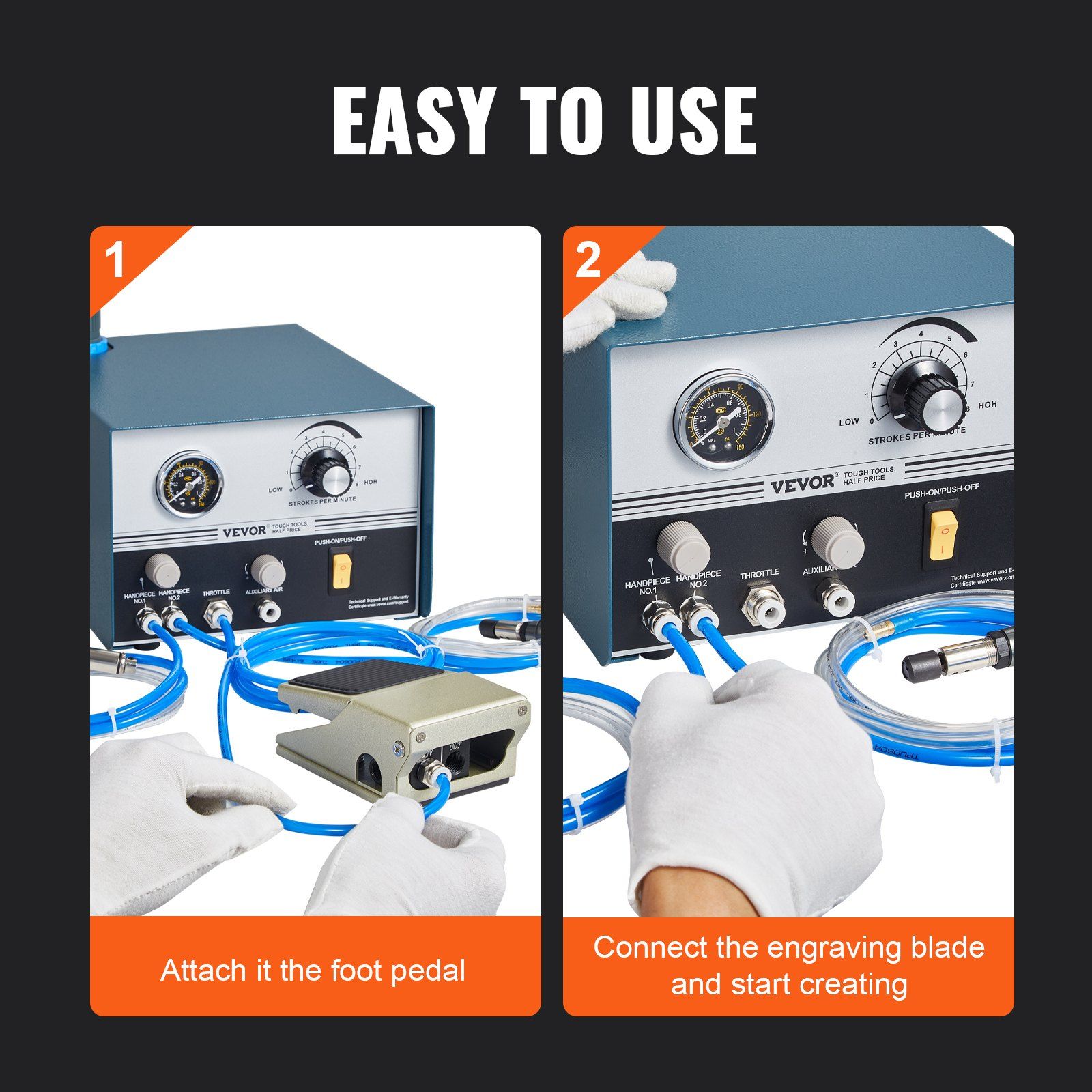 VEVOR Pneumatic Engraver 1200-6000 RPM Dual Ended Pneumatic Engraving Machine - Image 6