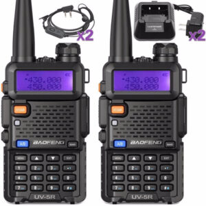 UV-5R Ham Radio Long Range UV 5R Two Way Radio Dual Band 5W Walkie Talkie Handheld Rechargeable High Power 1800mAh Li-ion Battery and Earpiece (2pcs)