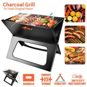 Portable Charcoal Grill - Mini BBQ Grill - Small Table Top Charcoal Grill for Camping, Outdoor Cooking - Foldable Camping Grill for Picnics, Tailgating and Backyard Grilling