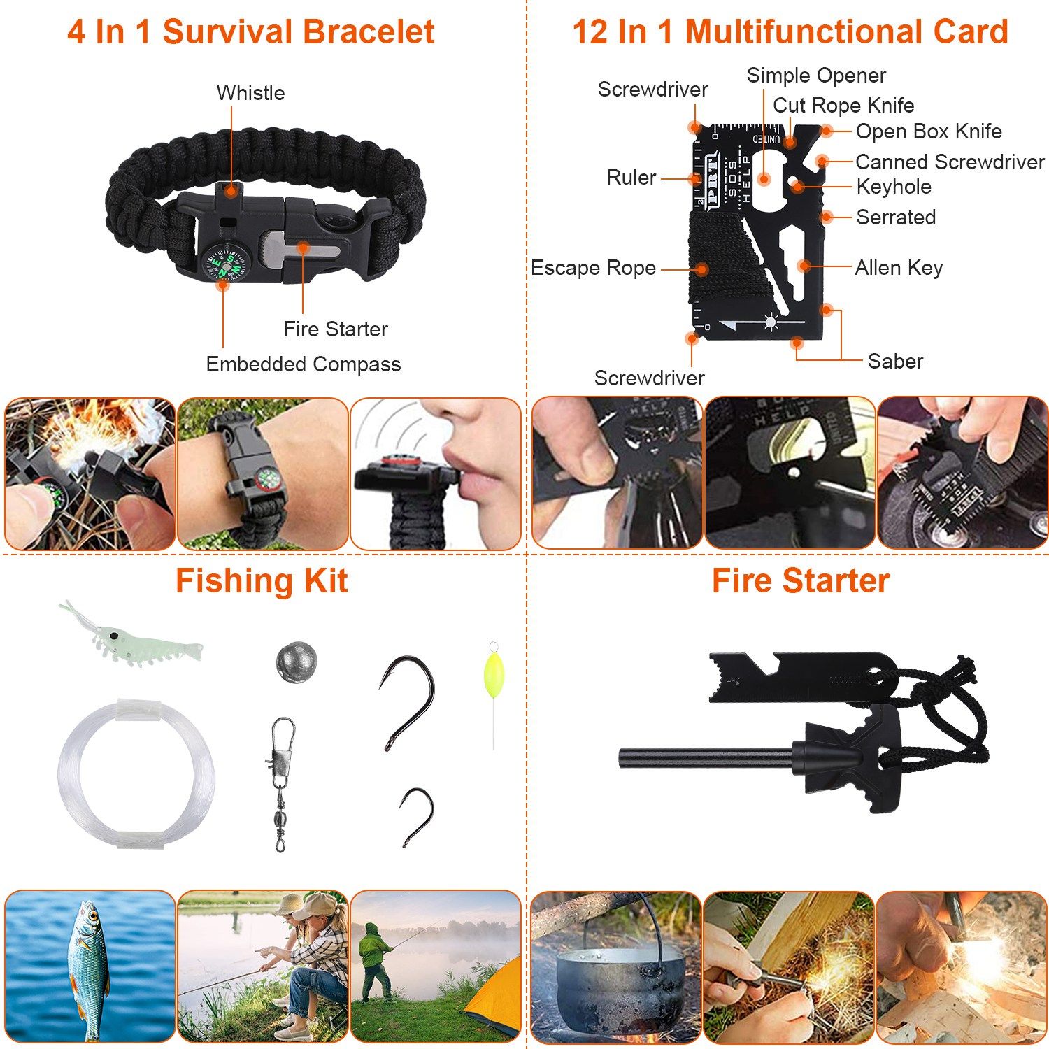 125Pcs Survival Kits Professional Emergency Survival Gear Tactical First Aid Kit Supplies for Outdoor Adventure Camping Hiking Hunting - Image 4