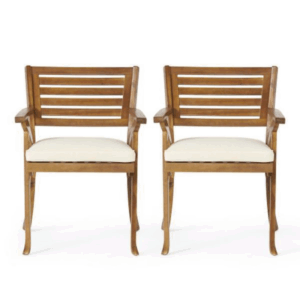Outdoor Ermosa KD Solid Wood Dining Chair With Cushion Two-piece Set