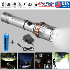LED Tactical Flashlight Rechargeable LED Work Light Super Bright Torch Emergency Light Escape Hammer