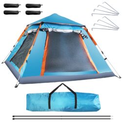 1Pc 4-5 Person Camping Tent With 2 Mosquito Nets Windows Carry Bag Waterproof 7.05x7.05x4.46ft For Hiking Climbing Adventure Fishing Fedex Shippi