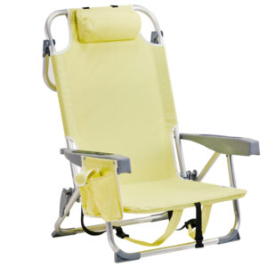 63x65x82cm, Yellow, Aluminium Beach Chair, Oxford Cloth, Silvery-white Aluminium Tube