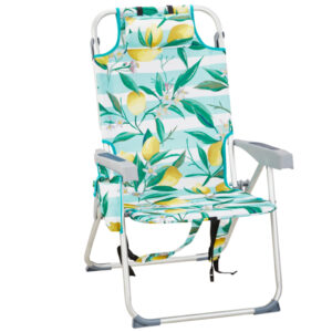 63x70x99cm, Lemon Pattern, Aluminum, Beach Chair, Oxford Cloth, Silvery-white Aluminium Tube