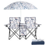 59x19.6x31in, Coconut Tree Pattern, Fishing Chair With Parasol, Camping Chairs