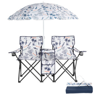 59x19.6x31in, Coconut Tree Pattern, Fishing Chair With Parasol, Camping Chairs