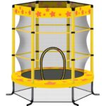 55 Inch Kids Trampoline With Safety Enclosure Net, 4.5FT Outdoor Indoor Trampoline For Kids Purple