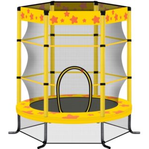 55 Inch Kids Trampoline With Safety Enclosure Net, 4.5FT Outdoor Indoor Trampoline For Kids Purple