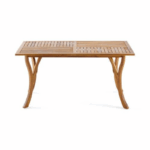 Outdoor 59 Inch Rectangular Solid Wood Dining Table In Teak Color