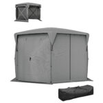 11 X 11ft  Up Gazebo Screen Tent With Removable Roof Cover, Roll-up Wind Panels For Camping, Backyard, Dark Gray