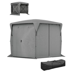 11 X 11ft  Up Gazebo Screen Tent With Removable Roof Cover, Roll-up Wind Panels For Camping, Backyard, Dark Gray