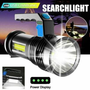 LED Flashlight USB Rechargeable Torch COB Spotlight Camping Light High Lumens Emergency Lamp 3 Modes Waterproof