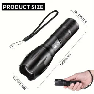 High Power LED Tactical Flashlight 5-Mode Light Zoom Waterproof Portable Torch For Camping Hiking Outdoor Hunting Aluminum Alloy Bright Tactical