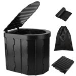 1Pc Foldable Emergency Toilet Portable Porta Potty For Car Travel Camping Boating Hiking Cleanable Travel Commode With Lid Carry Bag 1 Roll Garba