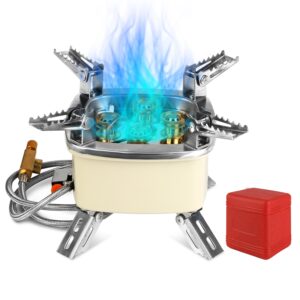 13000W Portable Windproof Camping Stove Five-head Gas Cooking Burner With Piezo Ignition Stepless Flame Control Fit For ISO-butane, Propane, Buta