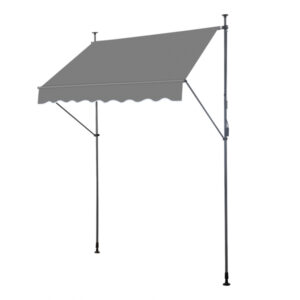 200x120x200-300cm Grey, Support Canopy, Polyester Fabric, Aluminum-iron Frame, Retractable