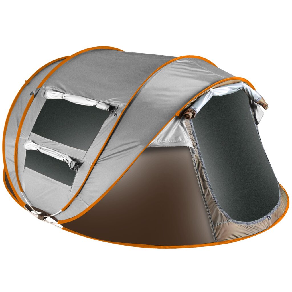 1Pc 5-8 Person Tent Automatic Setup Camping Tent Waterproof Instant Setup Tent With 4 Mosquito Net Windows Carrying Bag For Hiking Climbing Adven