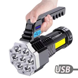 7 LED Flashlight COB Torch Rechargeable Side Light USB Charging 4 Modes Waterproof Work Light