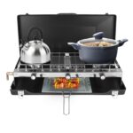 3 Burner Camping Stove 20000 BTU Portable Foldable Propane Stove With Toast Tray Windshield Portable Handle Outdoor Cooking Gas Stove For RV Camp