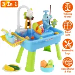 3 In 1 Kitchen Sink Toy With Electric Faucet Water Table Fishing Game Role Play Sink Set Indoor Outdoor For Kids Aged Years Old GPCT5464