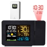 Atomic Projection Alarm Clock Radio Control Clock with WWVB Function Weather Station Dual Alarms Snooze Outdoor Wireless Temperature Humidity Sen