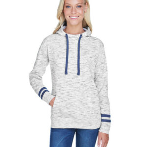 Ladies' Melange Scuba Neck Sweatshirt - WHITE/ BLACK - S