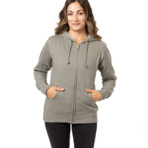 Ladies' Organic/Recycled Heathered Fleece Full-Zip Hooded Sweatshirt - CHARCOAL - S