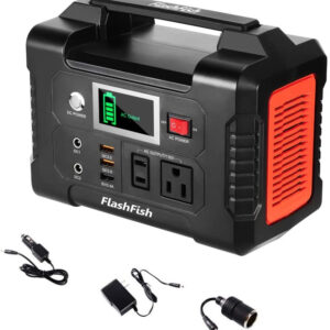 200W Portable Power Station, FlashFish 40800mAh Solar Generator with 110V AC Outlet/2 DC Ports/3 USB Ports