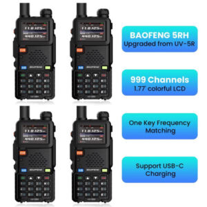 Outdoorfun BAOFENG GMRS Ham Radio UV-5RH (Upgrade of UV-5R), Handheld Two Way Radio Long Range with NOAA, 999 Channels,Copy Frequency,USB-C Charg