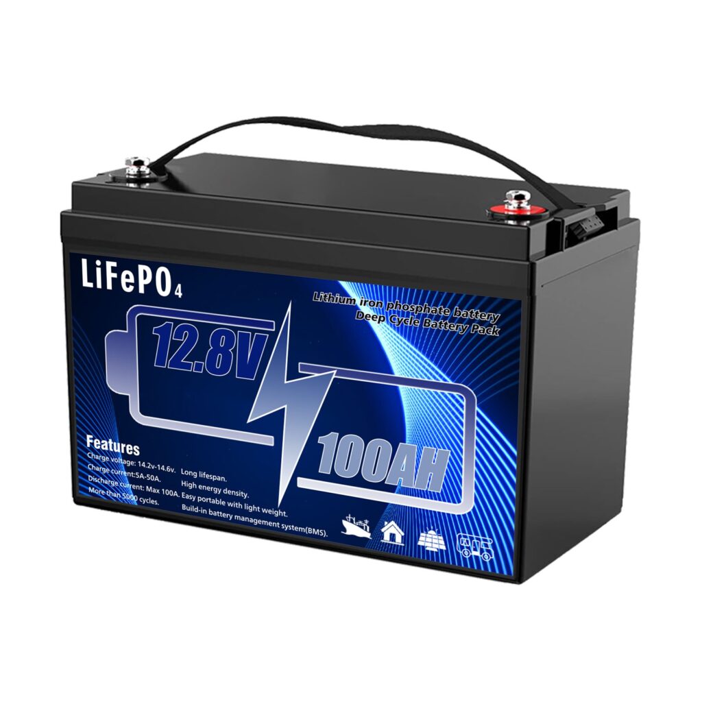 12V 100Ah LiFePO4 Battery, Lithium Battery Built-in 100A BMS 1280Wh, Deep Cycle Battery Up to 12000 Cycle Times, Iron Phosphate Battery for RV, S