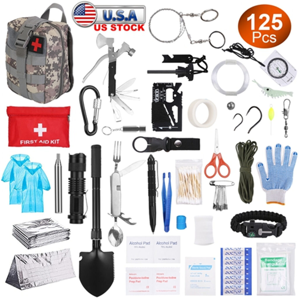 125 In 1 Survival Kit, Professional Survival Equipment, Equipment, Tools, First Aid Supplies, For SOS Emergency Tactical Hiking, Hunting, Disaste