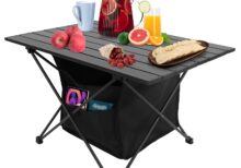 1Pc Foldable Camping Table With Storage Basket Rustproof Portable Aluminum Alloy Roll-Up Camping Table With Carrying Bag For Camping Hiking BBQ P
