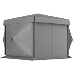 12 X 12 Hexagonal Up Gazebo Canopy Tent With 5 Sidewalls, Outdoor Canopy Shelter With Carry Bag, Dark Gray