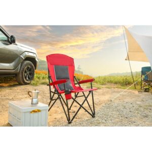 High Back Heavy Duty Red Portable Foldable Lawn Chair With Cup Holder